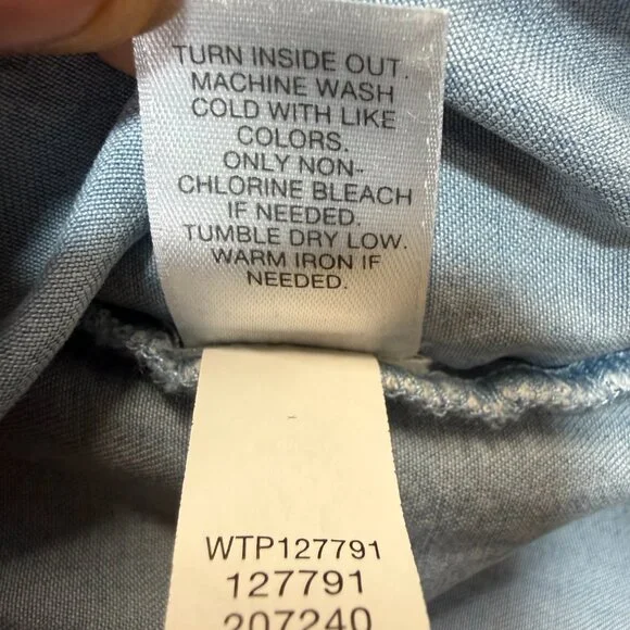 J Jill L Denim Bell Sleeve Chambray Top Lightweight Tencel Boho Minimalist - Picture 9 of 9